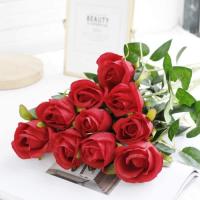 10 Rosas Artificiales de Seda para ramno de Novia, Jardín, Fiesta de cumpleaños, decoración de Boda, color Rojo - details 1