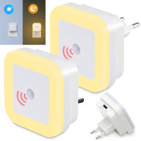 Lámpara Nocturna LED Inalámbrica Con Sensor De Movimiento EU UK Plug-in Auto Dusk to Dawn Sensor Eficiente Energéticamente Para Niños Hogar Forma Rectangular Fuente De Luz LED - details 0