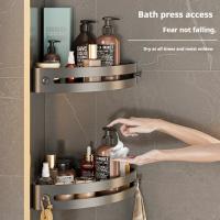 Estante De Esquina Para Baño Con Bandeja Soporte Para Ducha De Tres Capas Organizador De Espacio De Baño Material Duradero - details 2