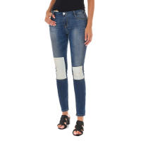 MET-Pantalon Tejano Largo efecto gastado con bajos de corte estrecho 10DB50350 para Mujer