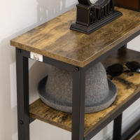 HOMCOM Mesa Consola Industrial Consola de Recibidor con Estantes Abiertos Antivuelco Mueble de Recibidor para Salón Pasillo 120x23x75 cm Marrón - details 3