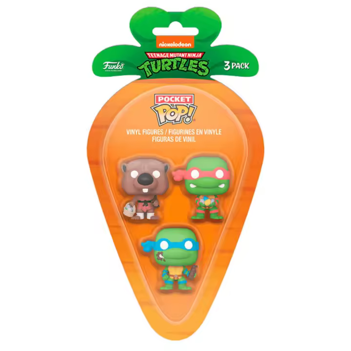 Blister 3 figuras Carrot Pocket POP Tortugas Ninja Splinter Leonardo Raphael PascuaFigura  Coleccionable - Idea de Regalo- Mercancia Oficial - Juguetes para Niños y Adultos - Movies Fans - Muñeco para Coleccionistas y Exposición - 1