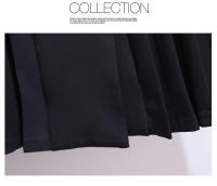 Vestido De Moda Coreana Para Mujer Traje Estudiante Cuello Alto Ajustado Plisado Botones Dobles Cierre Negro Ropa De Otoño - details 15