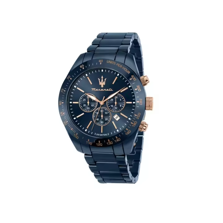 Maserati Reloj Hombre Traguardo Ceramic 45 Chr Blu Dial Br Blu Acero 20 Atm - 1
