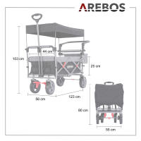 AREBOS Carro de Mano Premium con Toldo Plegable 100 Kg Negro/Gris - details 7