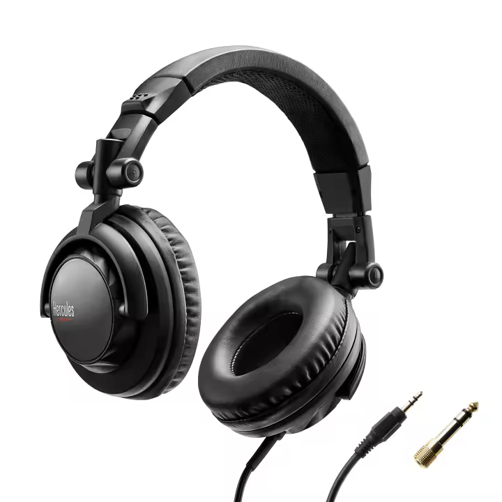 HERCULES HDP DJ45 - Auriculares profesionales para mezclar en mesas de mezclas y controladoras DJ, cable extensible, conector 3.5mm y 6.3mm - 1