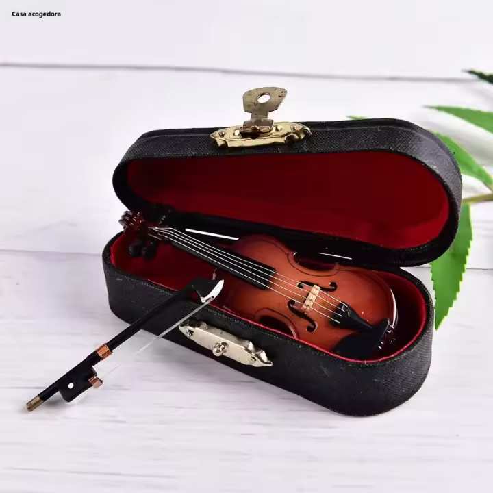 Mini Violín Muestral De Madera 8cm Adorno Decorativo Musical Instrumentos Miniatura Soporte Incluido Regalo Creativo - 1