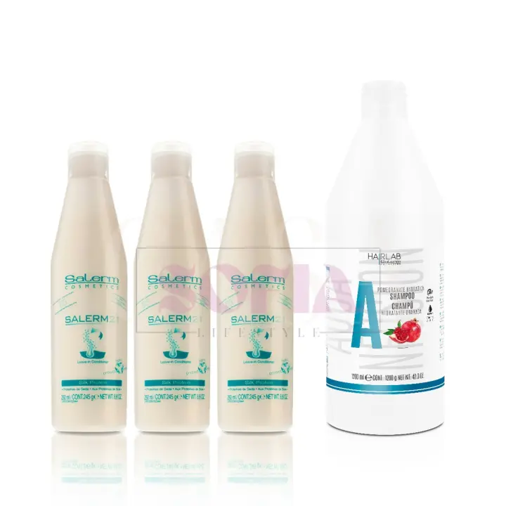 CasaSofia- Promocion Navidad. Comprando 3 Salerm 21 y llévate 1 champú de Salerm Pomegranate de 1200ml GRATIS.  Acondicionador de Pelo Instantáneo - Salerm 21 Silk Protein - 250 ml - sin Aclarado o con Aclarado - con Proteínas de Seda -Protector del Calor - 1