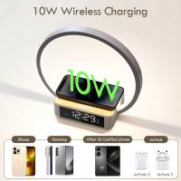 Lámpara de noche de 10 W, luz nocturna para dormitorio con despertador, lámpara táctil con cargador inalámbrico, luz de despertador, lámpara de noche regulable de 3 niveles, regalo de cumpleaños para ella, regalo para mamá, hija, novia - details 1