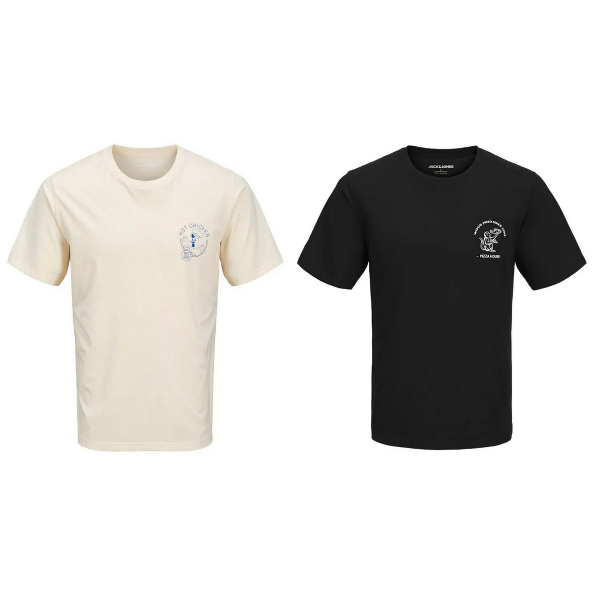 Jack & Jones Hombre Pack 2 Camisetas de Algodón logo estampado Moda Casual Informal PACK C