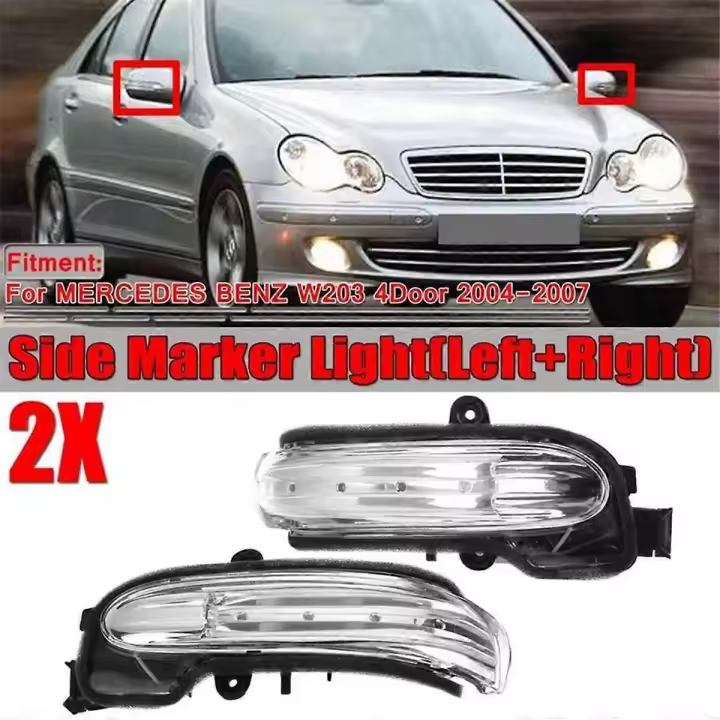 Izquierda + derecha Marcha atrás Señal Espejo retrovisor o Luz lateral para-03-07 C W203 A2038201521 A2038201621 - 1