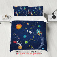 Juego De Cama 3 Piezas Estilo Espacial Con Patrón De Astronauta Y Cielo Estrellado Funda De Edredón Y 2 Fundas De Almohada Poliéster Cómodo Set De Cama - details 1