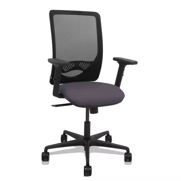 Silla Zulema sincro malla negra asiento bali gris oscuro brazos 2D ruedas 65mm - 1
