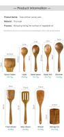 Juego de 9 cucharas de madera de piezas, utensilios de cocina de madera con soporte - details 6