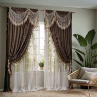 Conjunto De 2 Piezas Cortina Vintage Bordada En Color Marrón HD Para Decoración De Hogar Estilo Clásico Para Sala De Estar Y Dormitorio - details 7