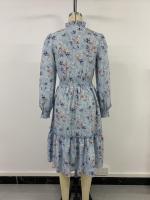 Vestido Casual De Mujer Con Estampado Floral Cuello V Manga Larga A-Line Longitud De Rodilla Cintura Alta Primavera Otoño Invierno - details 35