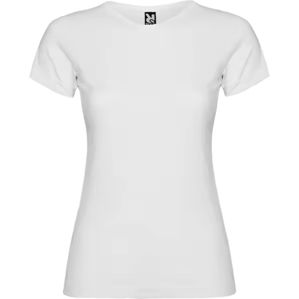 Camiseta de manga corta entallada algodón con cuello redondo,color blanco - 1
