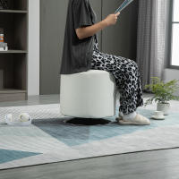 HOMCOM Reposapiés Otomano Giratorio Taburete Puff Redondo Tapizado en Piel Sintético de Estilo Moderno para Dormitorio Entrada Salón Ø45,5x44,5 cm - details 1