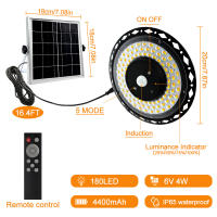 Luz Solar Exterior 5 Modos 180LED IP65 Impermeable Con Sensor De Movimiento Luz De Inundación Solar Para Granero Gazebos Jardín Garage Incluye Control Remoto - details 10