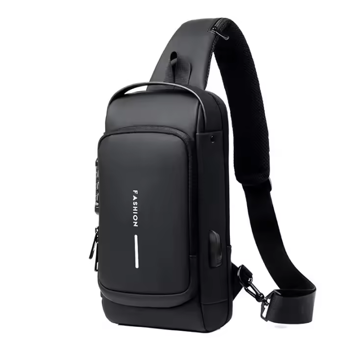 Bolsa De Pecho Para Hombre Con Cerradura De Contraseña Antirrobo Para Motociclista Deporte Al Aire Libre Correr Viaje Cruzbody - 1
