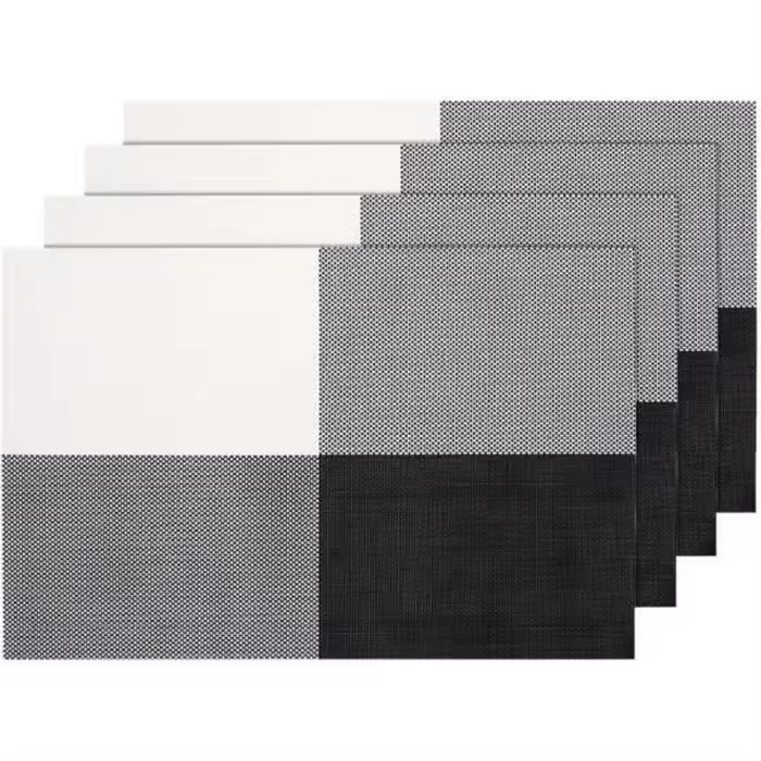 Juego de 4 manteles individuales en gris, Negro y Blanco (TS-51) - 1