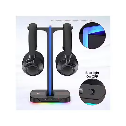 HAVIT - Soporte para auriculares - TH650 SOPORTE RGB Y HUB HAVIT, Negro / RGB - 1