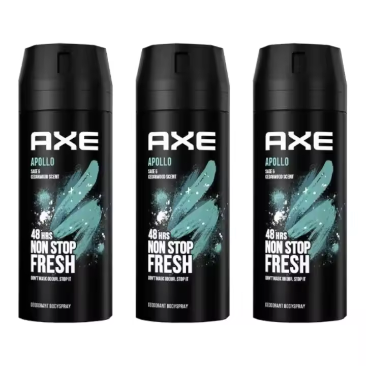 APOLLO 48H Fresh Body Spray Fragancia para hombres 150ml - Paquete de 3 unidades (Total 450ml) - El envase puede variar - 1