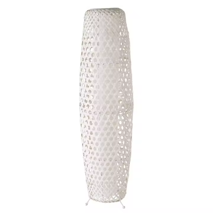 Lola Home Lámpara de pie rejilla de bambú blanca de Ø 23x88 cm - 1