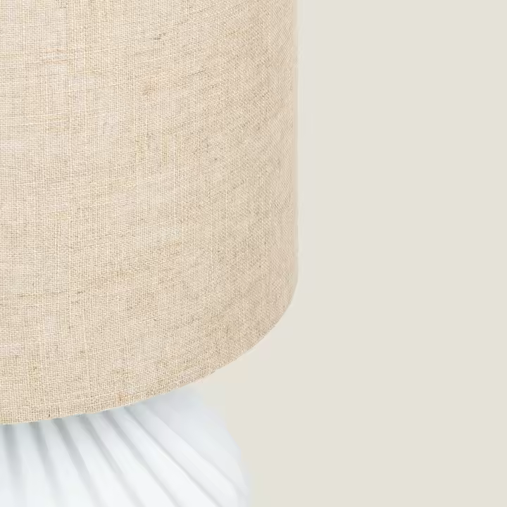 Ledkia Lámpara de Mesa Porcelana y Tela Monduver Blanco - 1