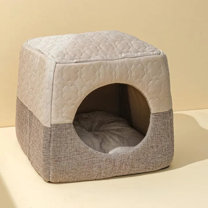 Cama cueva para gatos de interior de hasta 7 kg, 37 x 33 x 30 cm, 3 en 1, cálida, sofá cama, tienda de microfibra plegable - 1