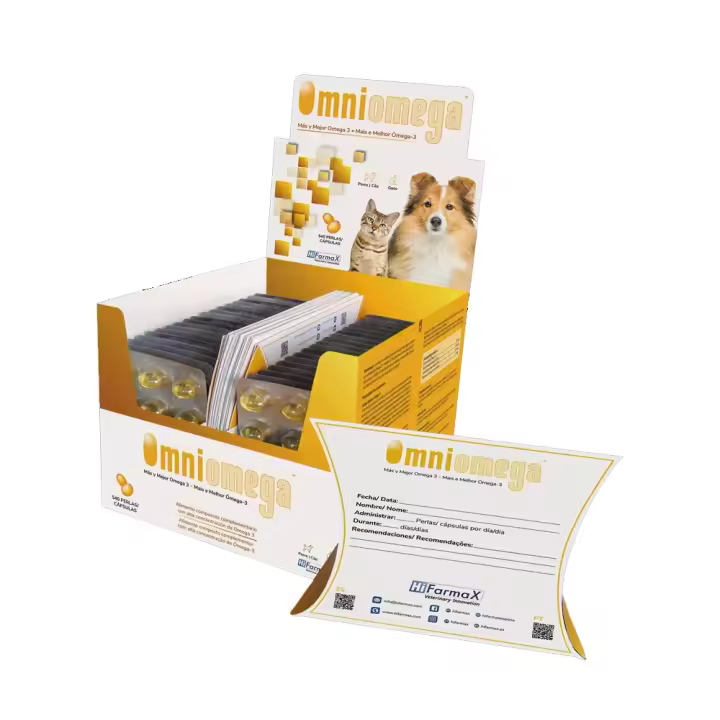 OMNIOMEGA 540 cápsulas suplemento con una alta concentración de Omega-3 y vitamina E para perros y gatos Hifarmax - 1
