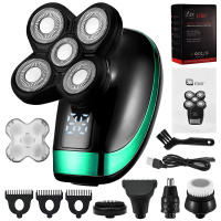 Afeitadora Eléctrica Recargable Para Hombres 5 Cabezas Flotantes Trimmer De Barba Nariz Oreja Cepillo De Rostro Razor Clipper 5 En 1 4D - details 0