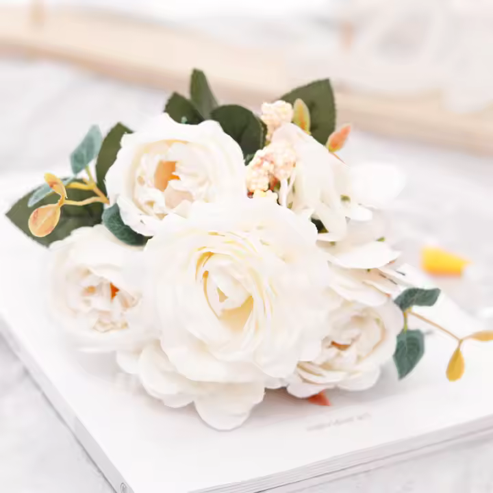 DociDaci Arreglo De Flores Artificiales Rosa De Seda Retro Con Almohadillas De Hydrangea Y Peonía Vintage Decoración De Casa Para Boda Accesorios De Fiesta - 1