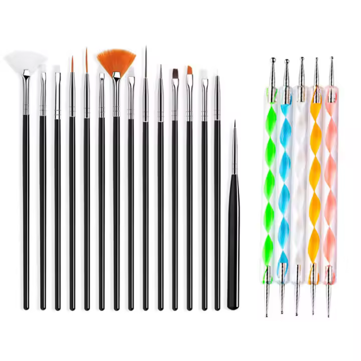 Kit De Pinceles Para Uñas 5/20Pcs Diseño De Pincel Para Pintura Dibujo Grabado Y Puntillado Herramientas De Manicura Acrílico Gel UV Polvo De Uñas - 1