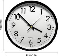 Reloj de pared moderno Diseño atemporal con esfera redonda ultratransparente Reloj de salón ultrasilencioso 25 cm/10 pulgadas - details 2