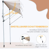Outsunny Brazo Toldo Abrazadera Toldo Altura Ajustable 200x150cm Blanco Crema Fabricado en Aluminio para Terraza y Balcón - details 2