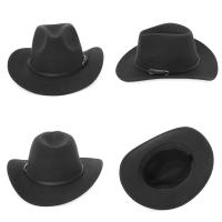 Sombrero De Vaquero Occidental Para Hombres Y Mujeres Amplio Para Otoño Invierno Estilo Cowgirl Fedora Casual Material COTON Y POLYESTER - details 1