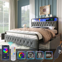Doble con Carga USB Tipo C Función de carga Marco de Cama LED controlado por APP - details 6