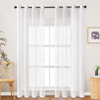 Cortinas Blancas Con Rayas Modernas Tules Transparentes Para Sala De Estar Ventanas De Dormitorio Decoración De Hogar Cortinas Bordadas Sin Cubierta Antipolvo - details 0