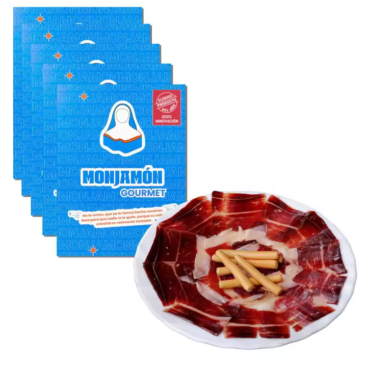 MONJAMÓN - 5 SOBRES - Jamón Ibérico  (100% , Paleta o Gran Reserva)  - PATA NEGRA  [Elegido Producto del Año 2025] - 400 gramos divididos en 5  Sobrecitos Cortados Al Vacío . Artesanal , Tradicional y de Calidad Gourmet  PREMIUM - 1