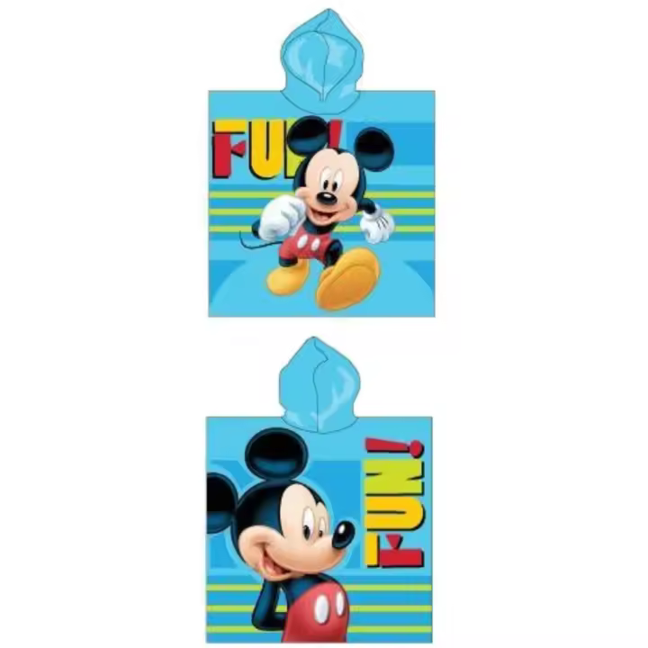 Poncho de Playa Infantil Mickey Mouse Azul - Toalla de Baño con Capucha para Niños - 1