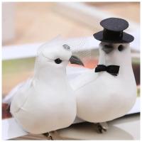 Pareja De Pájaros Simulados En Plástico Pájaros De Amor Y Paz Delfín Figura De Estilo De Paloma Para Adornos De Jardín Y Hogar - details 3
