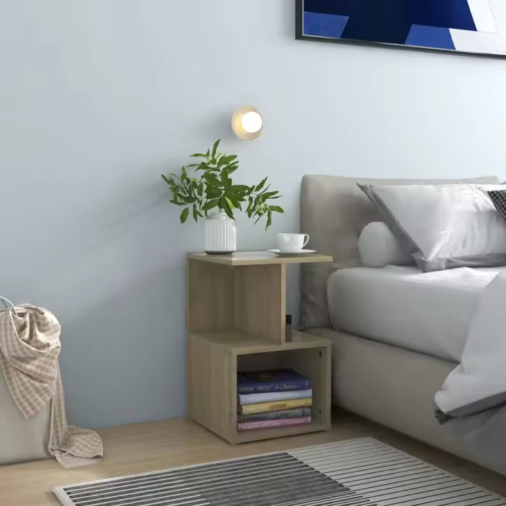 Mesita de noche madera contrachapada roble Sonoma 35x35x55 cm - 1