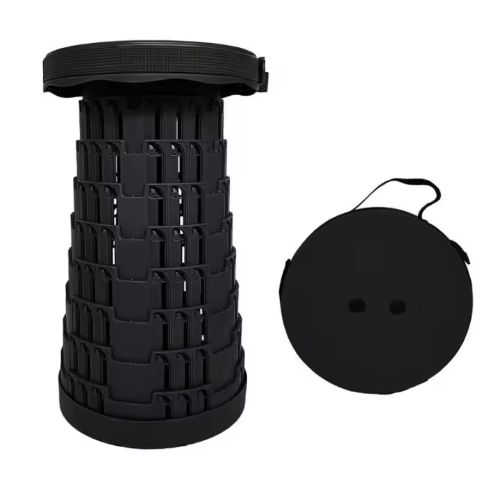 Taburete Telescópico Ligero Plegable Portátil, (NEW) (REFORZADO)!, para Exteriores, Camping,  Senderismo, Pesca, Barbacoa, Interior, Viajes, Fiestas, Altura Ajustable. Transportable - 1
