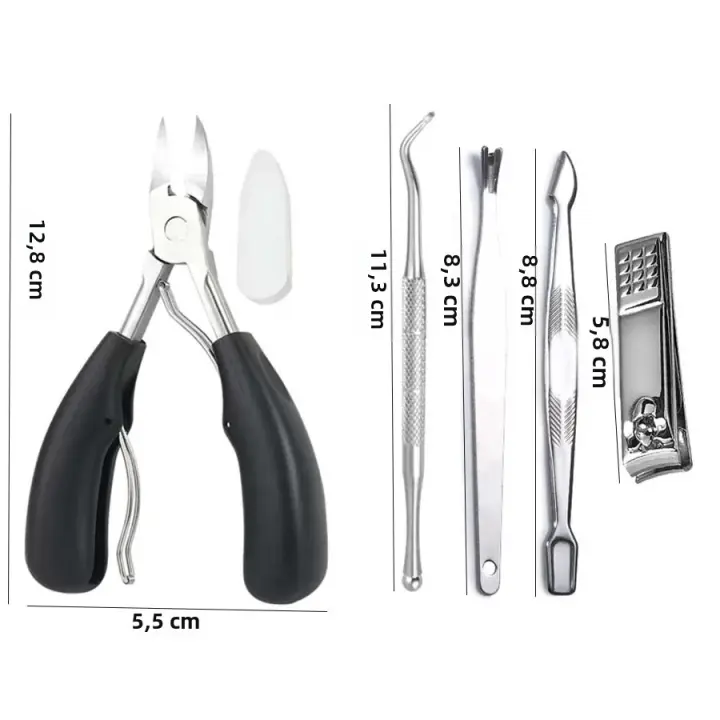 Juego De 5 Piezas De Tijeras De Uñas De Acero Inoxidable Para Corrección De Uñas Gruesas Y Engranadas Podología Kit De Uñas - 1