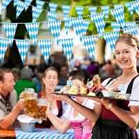 Bandera De Fiesta De Cerveza Alemana En Línea Azul Y Blanca De 10 Metros Para Decoración De Fiestas Temáticas De Oktoberfest En Bares - details 3