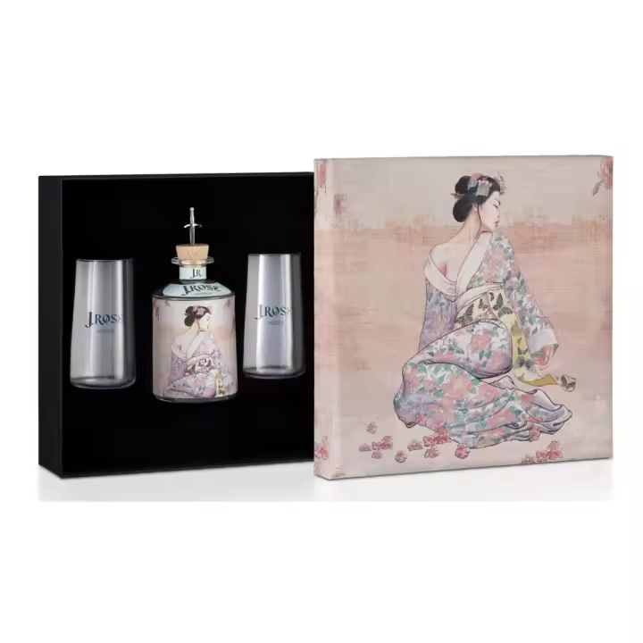 J.Rose Gin Luxury Box (JRB08) – Pack Regalo de Ginebra Premium Italiana 70cl, 43% vol alc. con 2 vasos brandeados - 1
