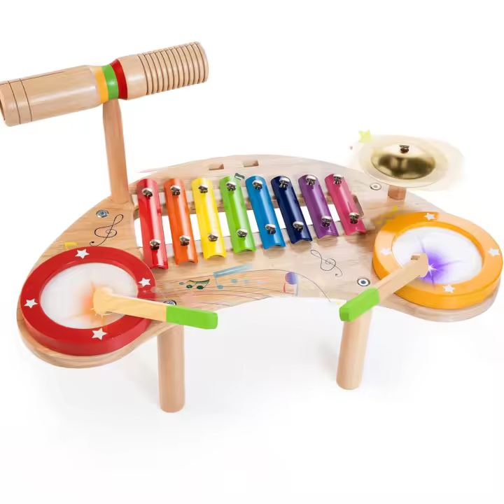 Juego de Batería de Madera para Niños – Instrumentos Musicales de Percusión Todo en 1 con Tambores, Platillos y Accesorios – Juguete Educativo Musical Montessori para Principiantes de 1 a 6 Años – Regalo Ideal para Niños y Niñas - 1