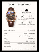 Reloj De Cuarzo Para Hombre OLEVS 2871 Cronógrafo Resistente Al Agua Fase De La Luna Multifuncional Lujo Marca Reloj De Pulsera De Acero Inoxidable Con Manos Luminosas - details 5