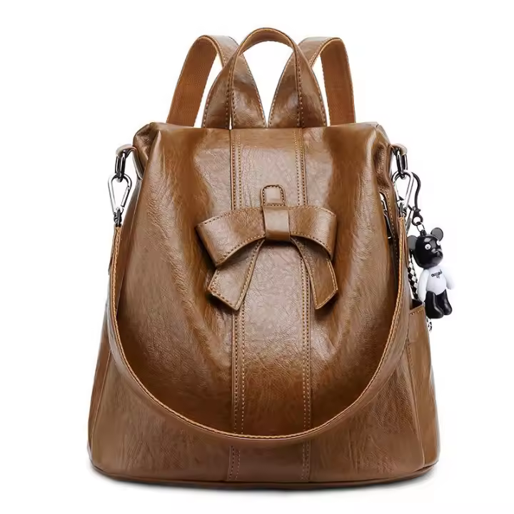 Mochila de moda para mujer, bolso escolar de cuero PU, mochila para estudiante, bolso de hombro de viaje, mochila con lazo para chicas adolescentes, bolso de diseñador - 1